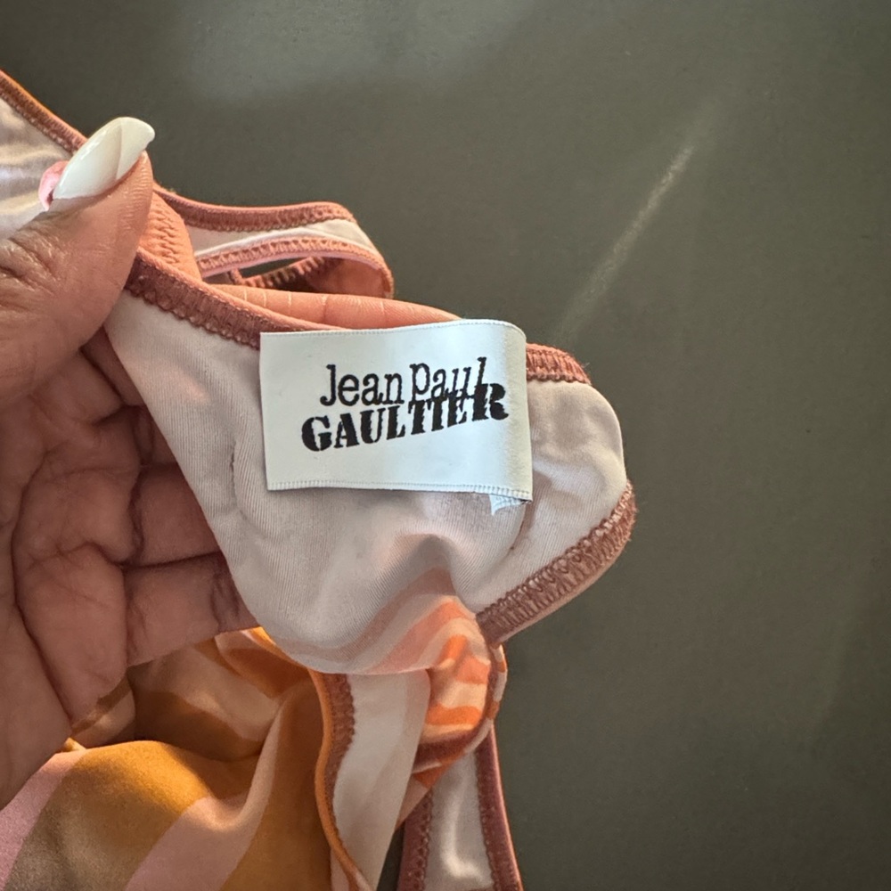 Jean Paul Gaultier Pink and Orange Striped Swim Top